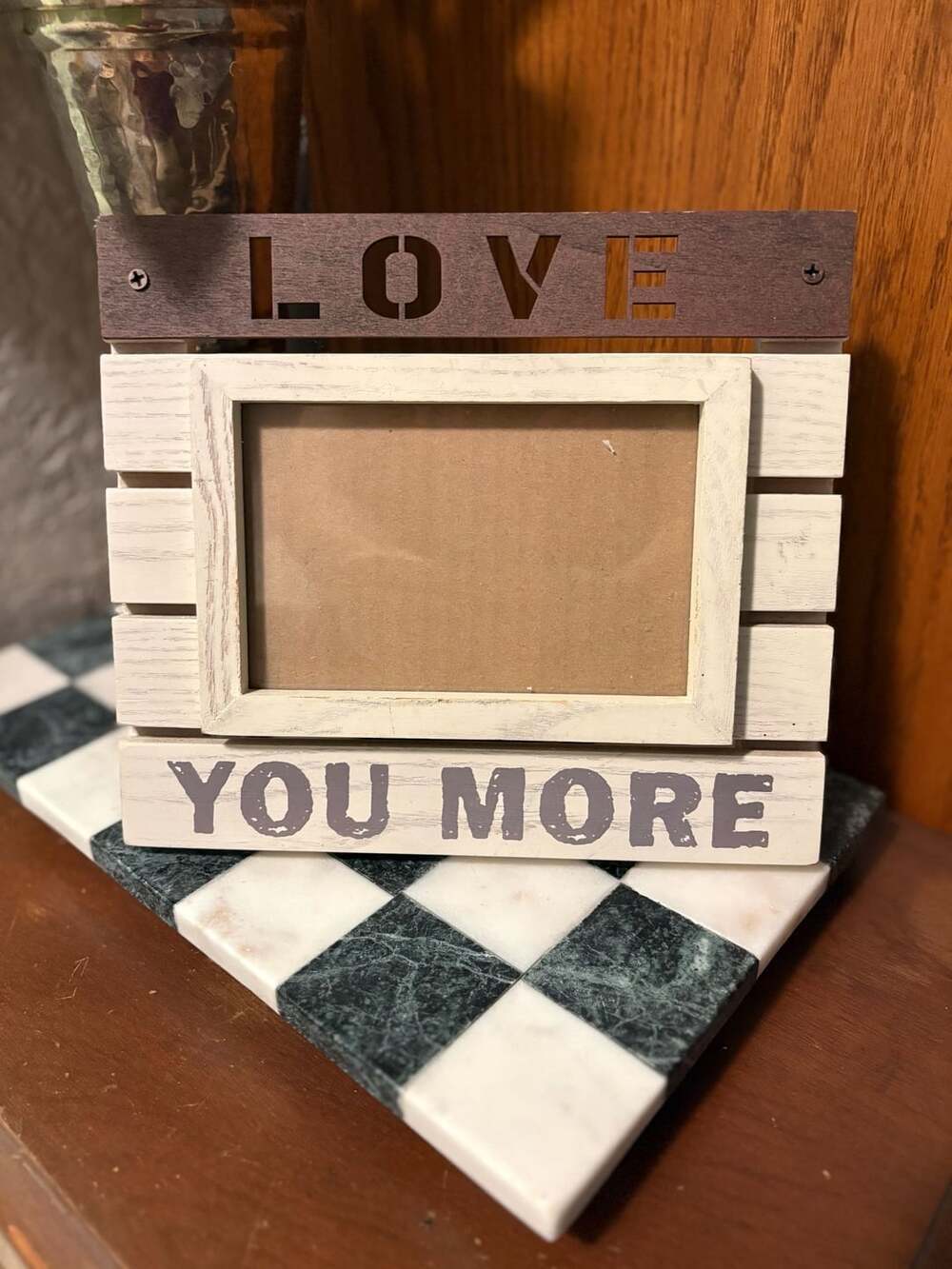Rustic Wood Picture Frame Love You More White Brown Distressed